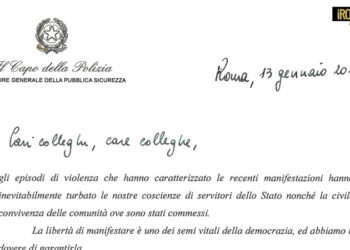 LETTERA DEL CAPO DELLA POLIZIA AI POLIZIOTTI IMPEGNATI NELLE RECENTI MANIFESTAZIONI