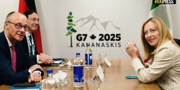 G7, MELONI INCONTRA IL CANCELLIERE TEDESCO MERZ: “VERTICE ITALIA-GERMANIA A ROMA NEL 2026”