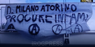 TERZO STRISCIONE DI STAMPO ANARCHICO. DOPO QUELLI CONTRO POLIZIA E 41BIS, ATTACCO ALLE PROCURE DELLA REPUBBLICA. INDIVIDUATO DALLA DIGOS IN VIA TOMMASEO